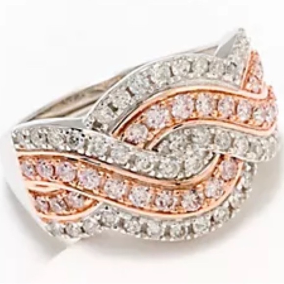 Affinity Diamonds Pink & White Diamond Swirl Ring, 1.00 cttw 14k White Gold Sz 8 - Picture 6 of 7